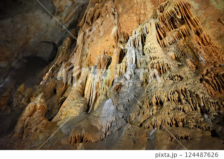 中国地方・秋吉台・秋芳洞の黒谷支洞、芸術品の壁画のような造形、クラゲの滝のぼり・山口県美弥市(2) 中国地方・秋吉台・秋芳洞の黒谷支洞、芸術品の壁画のような造形、クラゲの滝のぼり・山口県美弥市(2) 124487626