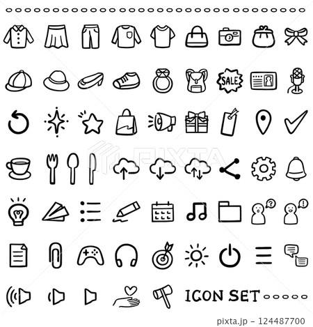 シンプルなアイコンセット アウトライン シンプルなアイコンセット アウトライン 124487700