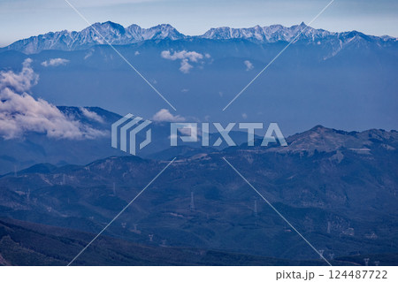 八ヶ岳連峰・蓼科山山頂から見る槍・穂高連峰 八ヶ岳連峰・蓼科山山頂から見る槍・穂高連峰 124487722