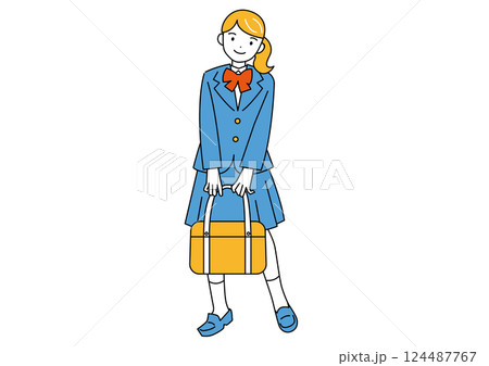 スクールバッグを持った女子生徒 124487767