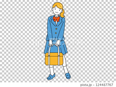 スクールバッグを持った女子生徒 124487767