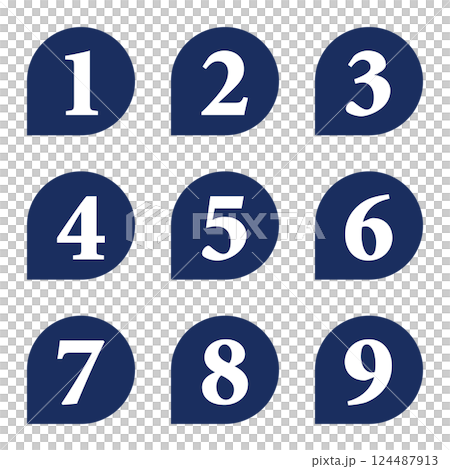 Illustration material: Number icon set 1 to 9 Illustration material: Number icon set 1 to 9 124487913