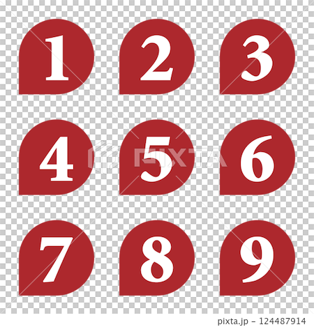 Illustration material: Number icon set 1 to 9 Illustration material: Number icon set 1 to 9 124487914