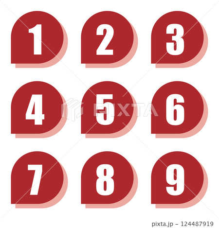 イラスト素材：数字アイコン1～9セット 124487919