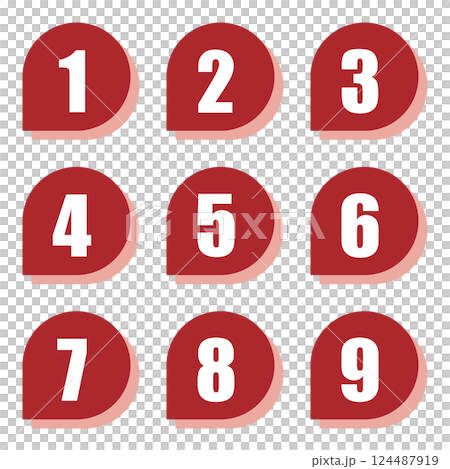 イラスト素材：数字アイコン1～9セット 124487919