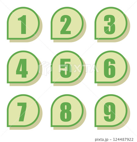 イラスト素材:数字アイコン1~9セット イラスト素材:数字アイコン1~9セット 124487922