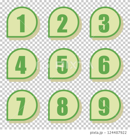 イラスト素材:数字アイコン1~9セット イラスト素材:数字アイコン1~9セット 124487922