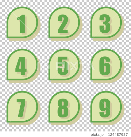 イラスト素材：数字アイコン1～9セット 124487927