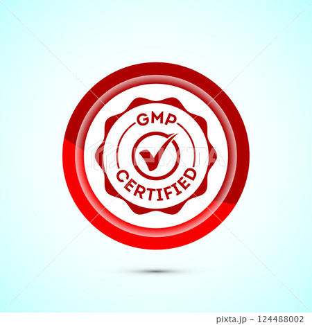 GMP certified icon design illustration. Good manufacturing practice label badge, Button design 124488002