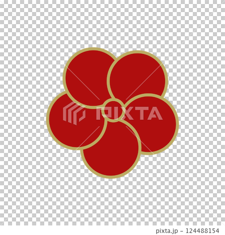 赤い和風の花素材のイラスト 124488154