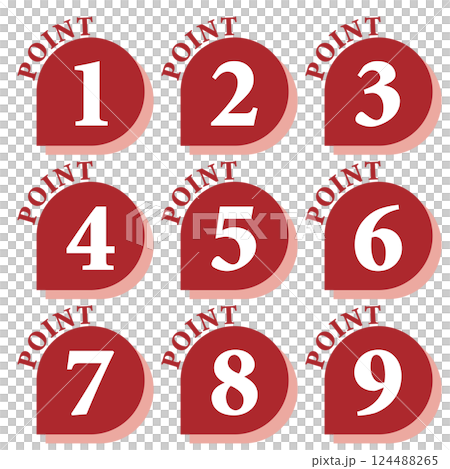 イラスト素材：数字アイコン1～9セット 124488265