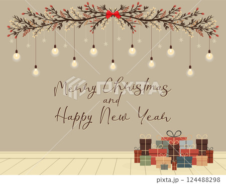 christmas wall decoration flat vector illustration christmas wall decoration flat vector illustration 124488298