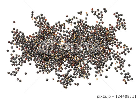 black quinoa seeds isolated on white background. Top view. Flat lay 124488511