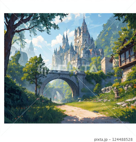 水彩で描いたお城 水彩で描いたお城 124488528