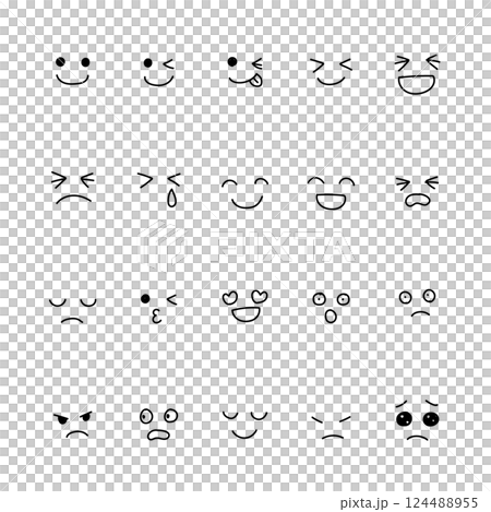 帶有各種面部表情的圖標集 124488955
