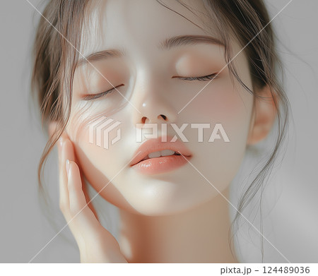 美しく若い女性の美容イメージ素材 124489036