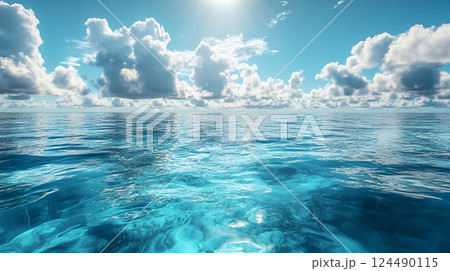 南国の透明な海と青い空：実写風