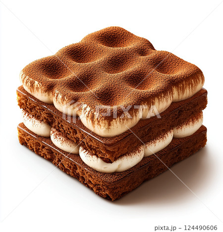 A delightful tiramisu with layers of coffee-soaked ladyfingers and creamy mascarpone, dusted with cocoa powder. A delightful tiramisu with layers of coffee-soaked ladyfingers and creamy mascarpone, dusted with cocoa powder. 124490606