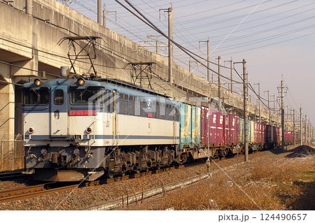 宇都宮線を行くEF65形1000番台牽引の貨物列車(栃木県内) 宇都宮線を行くEF65形1000番台牽引の貨物列車(栃木県内) 124490657