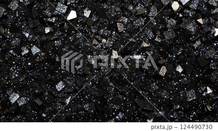Sparkling black glitter texture, abstract shining background. Glamorous decoration and festive concept 124490730
