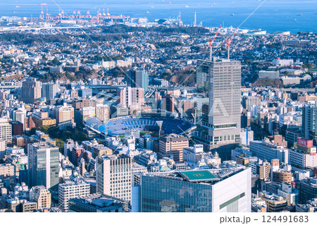 日本の横浜都市景観 横浜スタジアムや関内駅前のベースゲート横浜関内タワーなどを望む=令和7年3月 日本の横浜都市景観 横浜スタジアムや関内駅前のベースゲート横浜関内タワーなどを望む=令和7年3月 124491683