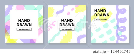 ラフなタッチのカラフルな模様の背景セット_3 ラフなタッチのカラフルな模様の背景セット_3 124491743