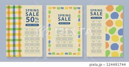 ラフなタッチのカラフルな模様の背景セット_4 ラフなタッチのカラフルな模様の背景セット_4 124491744