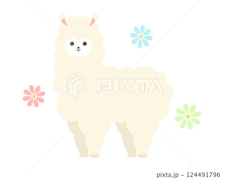 ゆるかわいいアルパカ ゆるかわいいアルパカ 124491796