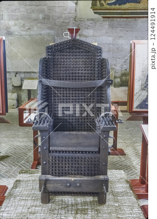 Medieval torture instrument in a museum in Gubbio, Italy 124491914