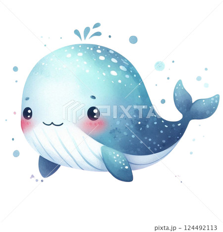 Cartoon Blue whales spray water. Cartoon Blue whales spray water. 124492113
