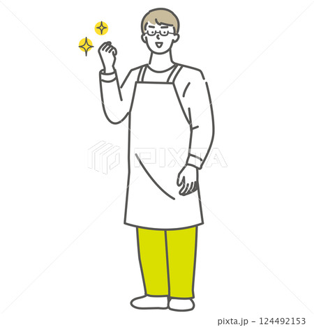 やる気に満ちたガッツポーズをした主夫のイラスト素材 やる気に満ちたガッツポーズをした主夫のイラスト素材 124492153