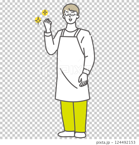 やる気に満ちたガッツポーズをした主夫のイラスト素材 やる気に満ちたガッツポーズをした主夫のイラスト素材 124492153