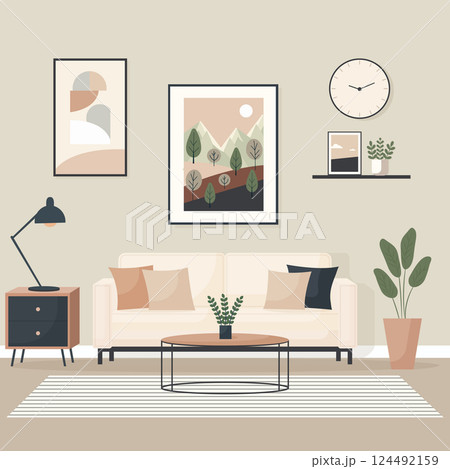 minimalistic living room flat style vector illustration 124492159