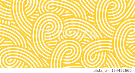 Noodle pattern on yellow background. Spaghetti texture. Abstract background for Italian menu. Noodle pattern on yellow background. Spaghetti texture. Abstract background for Italian menu. 124492660
