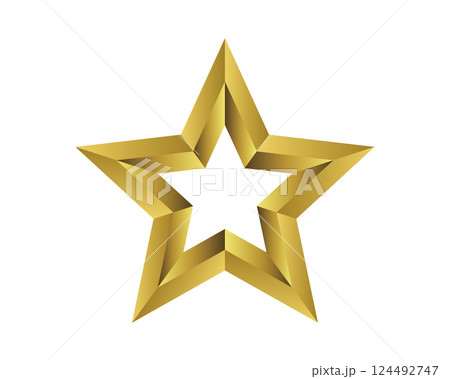 五角形の金色に光る星04 124492747