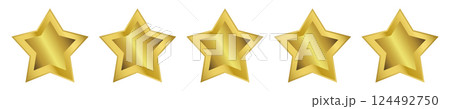 五角形の金色に光る5つ星02 五角形の金色に光る5つ星02 124492750