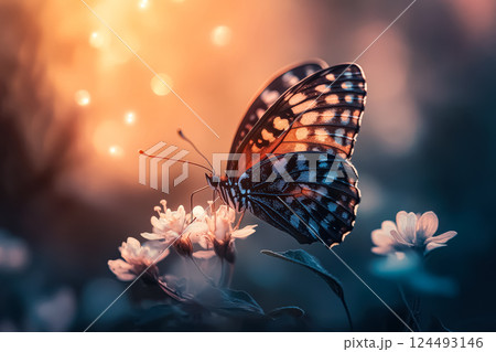 Butterfly is sitting on a flower 124493146