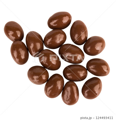 chocolate ball pile texture background isolated on white 124493411
