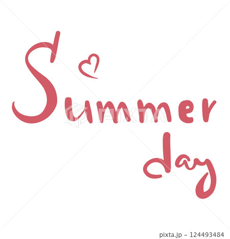 Hand lettering Summer day with red heart 124493484