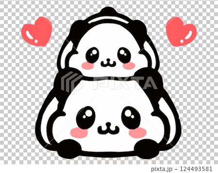 かわいいパンダ親子の落書き風イラスト素材3 124493581