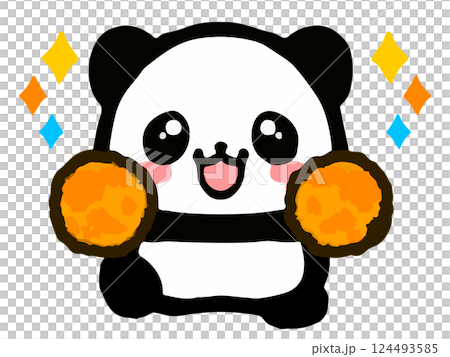 応援するかわいいパンダの落書き風イラスト素材のイラスト素材