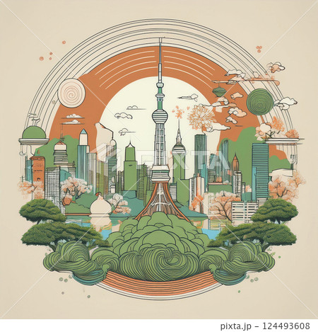 東京スカイツリーのある風景 124493608
