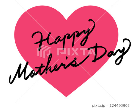 母の日　手書き文字＆ハートのイラスト素材 124493905