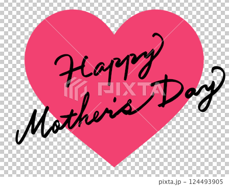 母の日　手書き文字＆ハートのイラスト素材 124493905