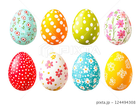 Colorful easter eggs isolated on white background 124494308
