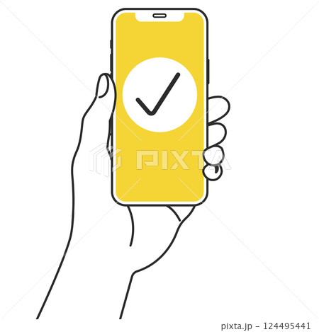 スマートフォンを持つ手のイラスト スマートフォンを持つ手のイラスト 124495441