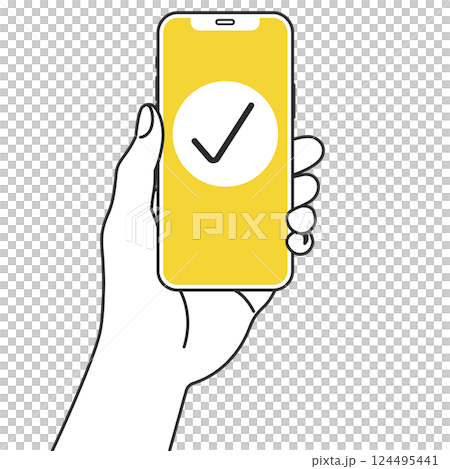 スマートフォンを持つ手のイラスト スマートフォンを持つ手のイラスト 124495441