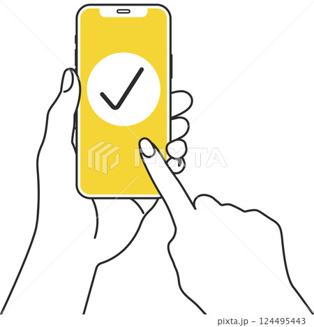 スマートフォンを持つ手のイラスト 124495443