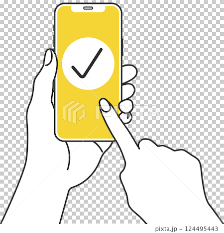 スマートフォンを持つ手のイラスト 124495443