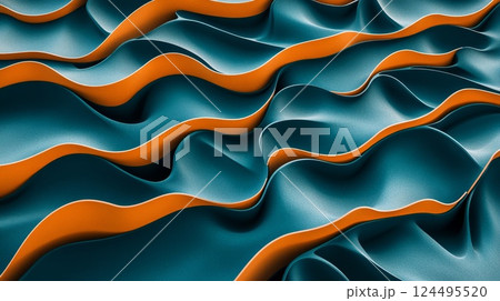 Abstract shapes waves and ripples, in cool and warm tones, movement 124495520